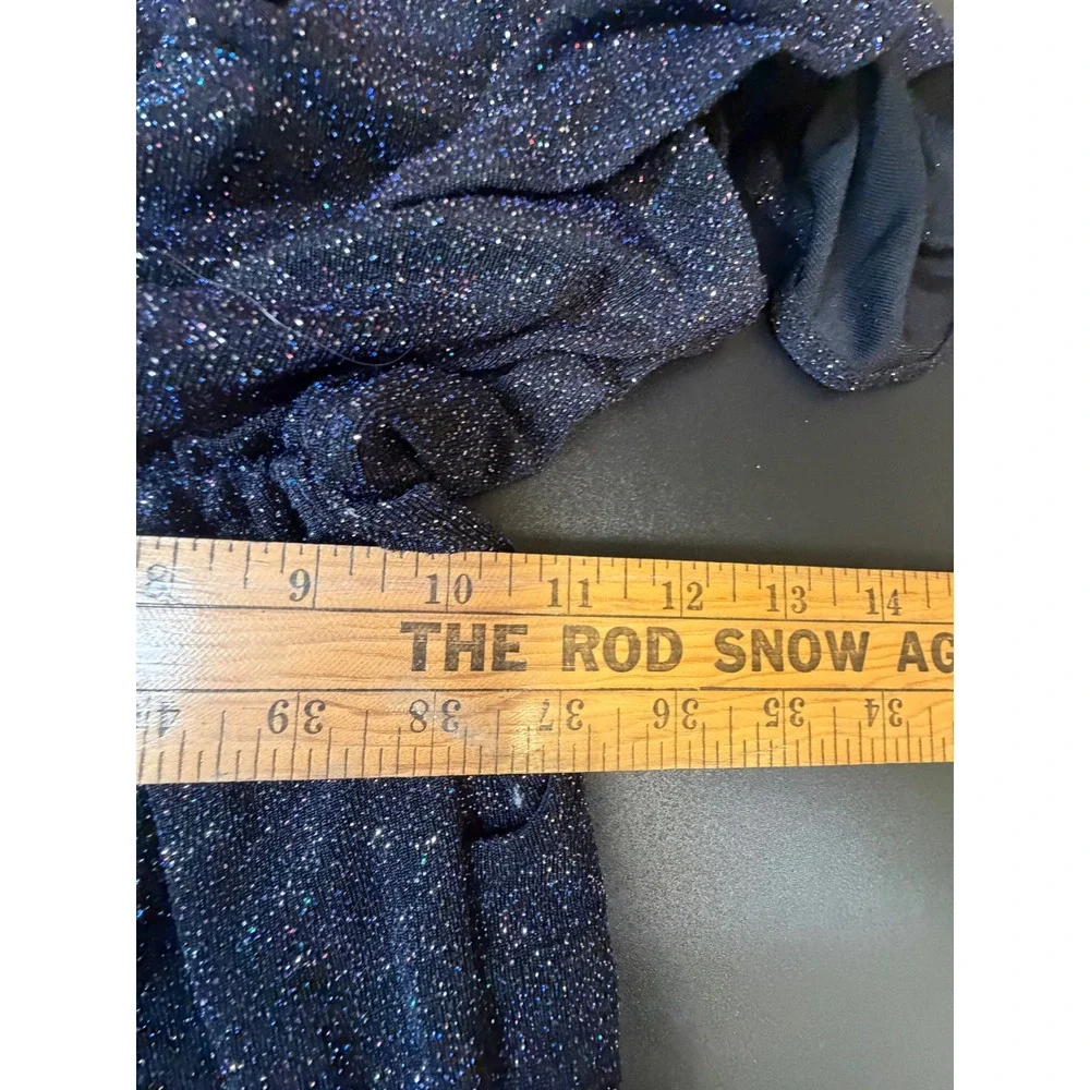 Justice‎ Girls Blue Glitter Cold Shoulder Ruffle Jumpsuit Size 12 Sparkly J10